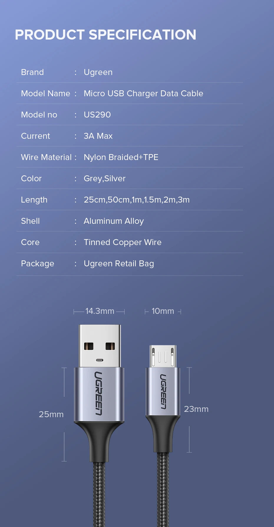 Ugreen Micro USB Cable 2A