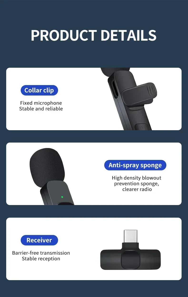 Lenovo Mini Portable Wireless Lavalier Microphone