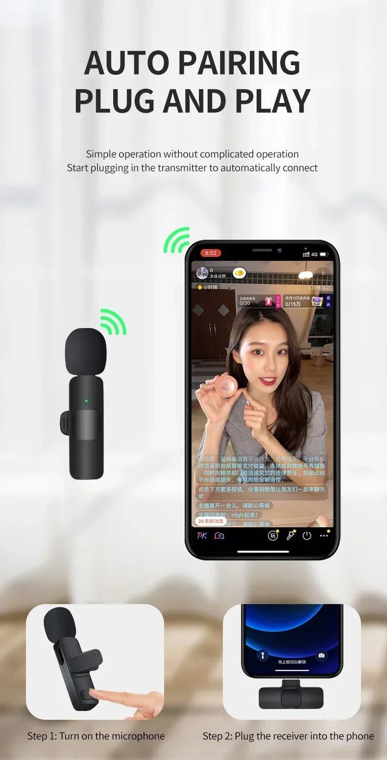 Lenovo Mini Portable Wireless Lavalier Microphone