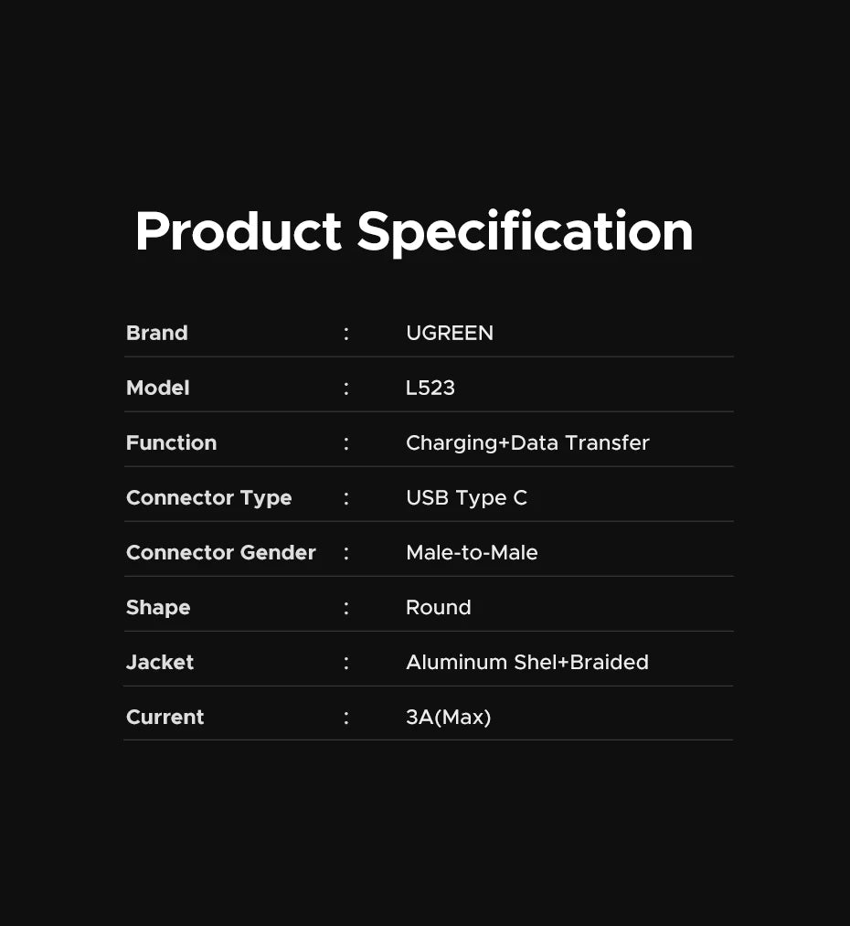 UGREEN USB C Cable PD60W