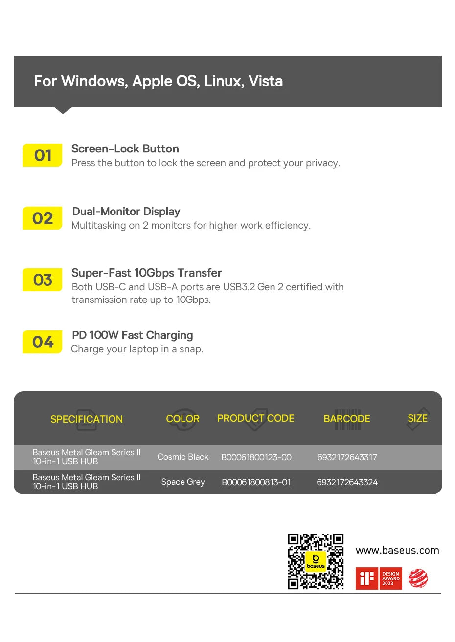 Baseus USB C HUB Dual